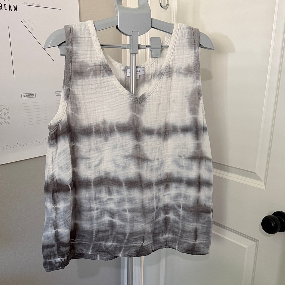Anthropologie Michael Stars Charcoal and White Gauze oversized Tank Top